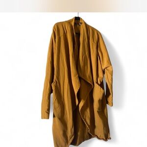 Sunbelt Mustard Draped Open-Front Cape Coat